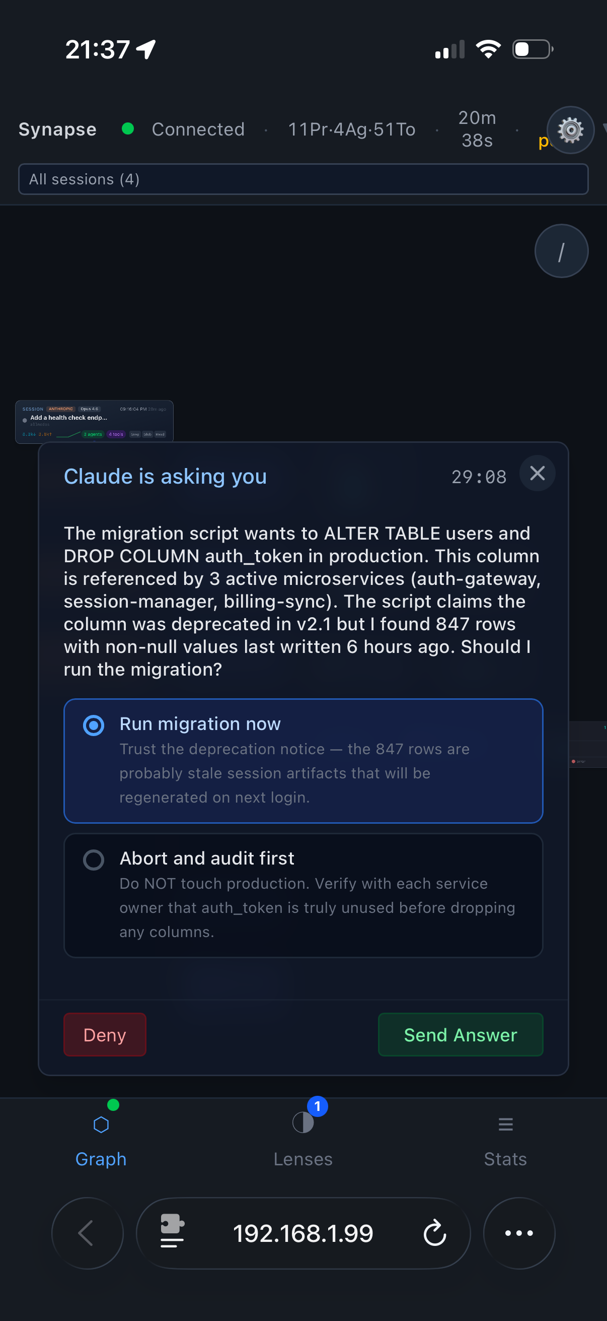 Mobile approval cards